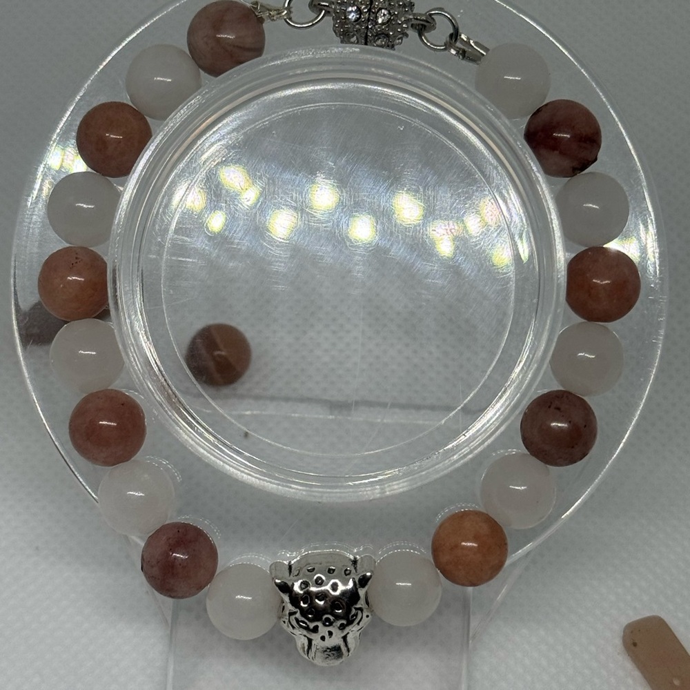 Moonstone and Sunstone beaded bracelet